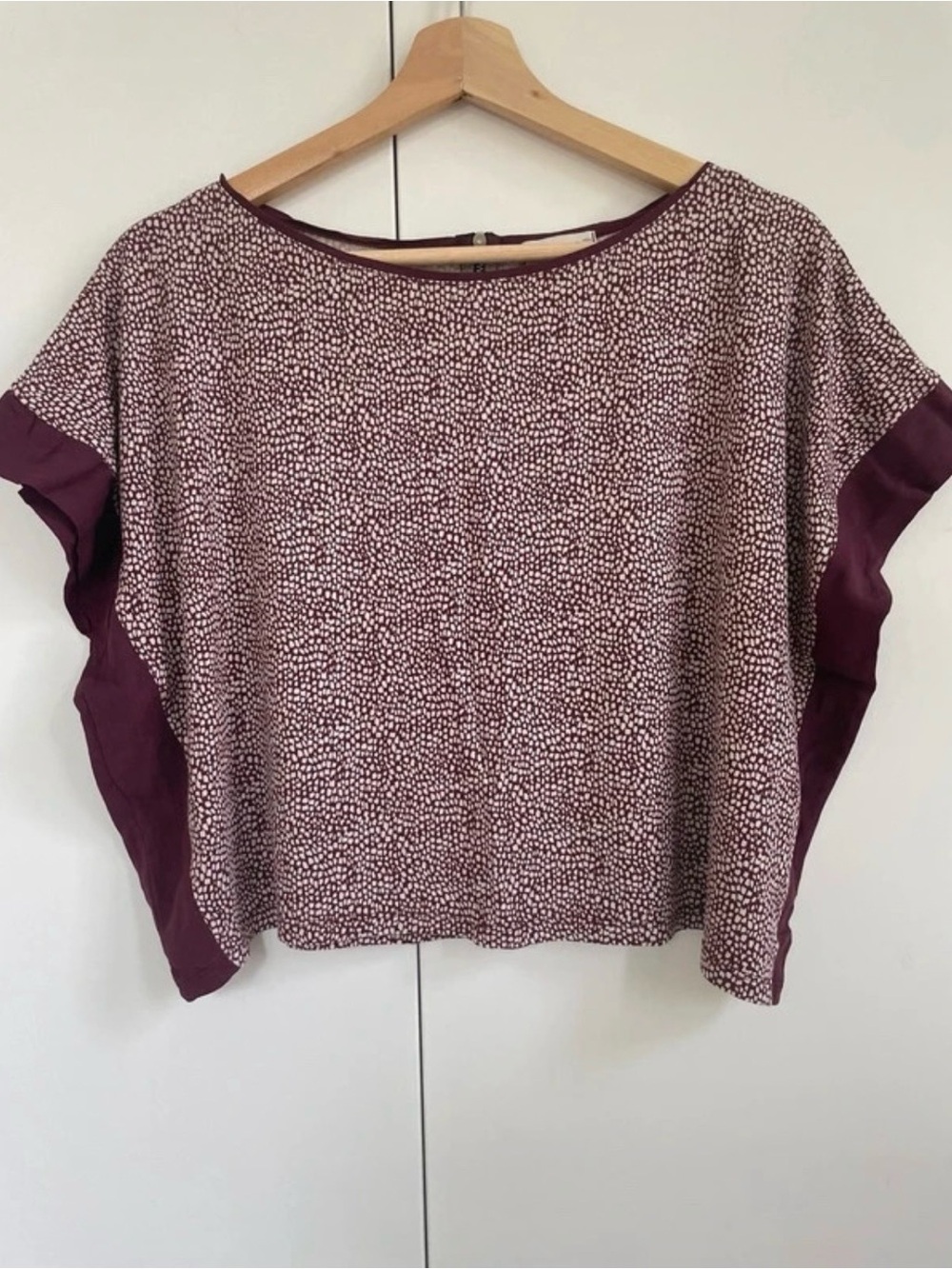 Pull&Bear Burgundy Textured Crop Top Blouse Size M
